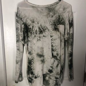 White and green tie dye long sleeve